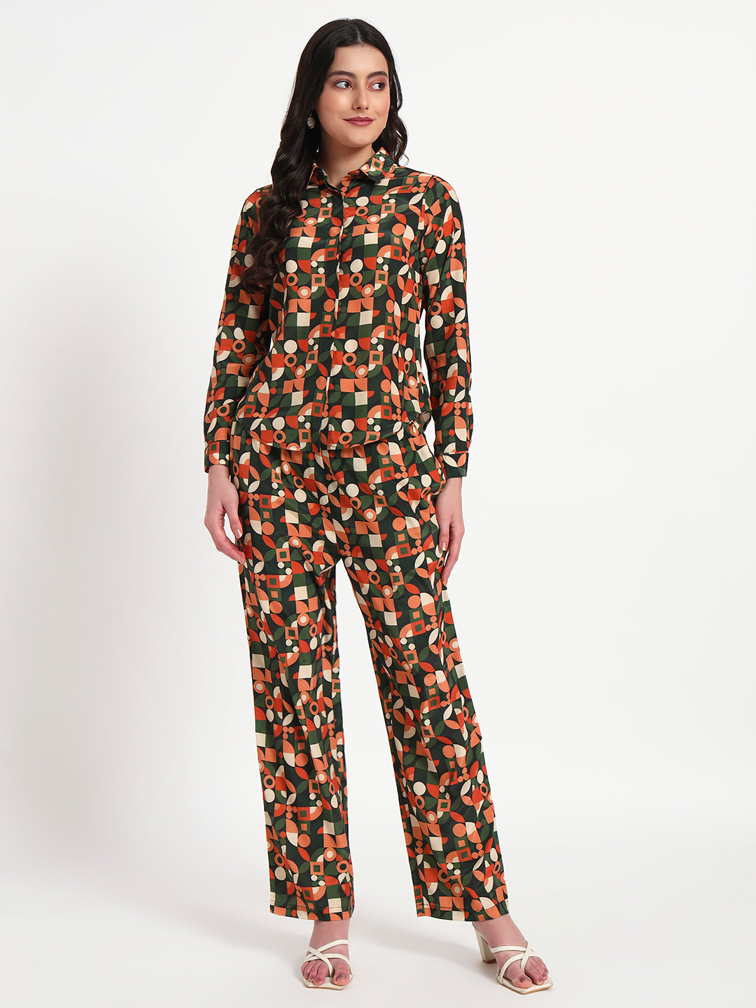 Retro Groove Geometric Co-ord Set with Pocket