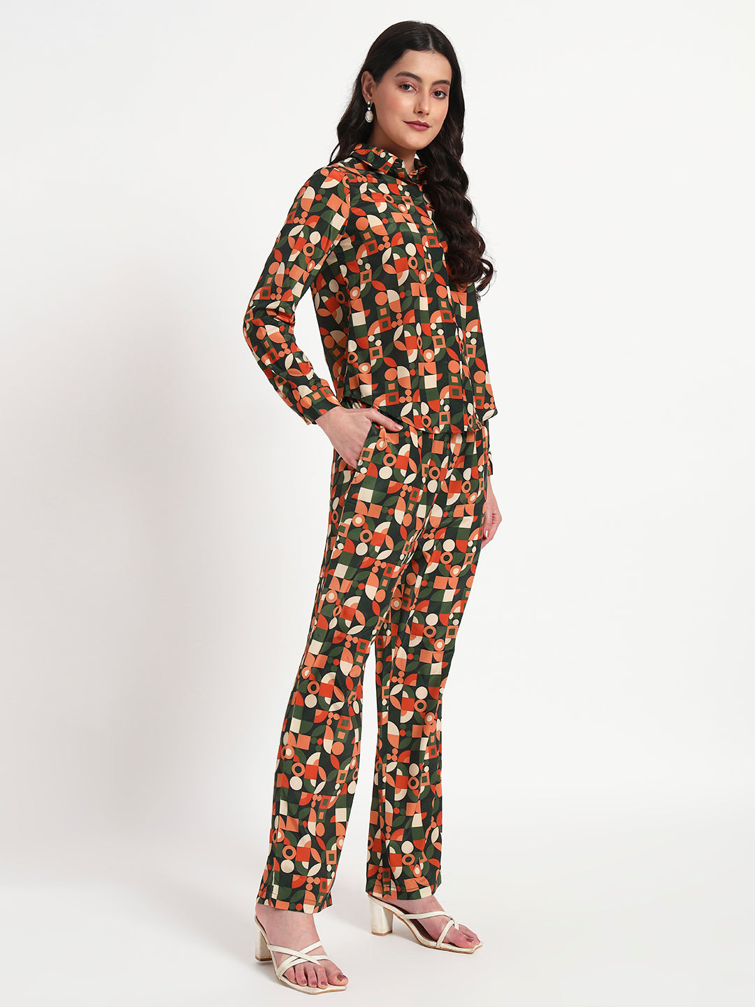 Retro Groove Geometric Co-ord Set with Pocket