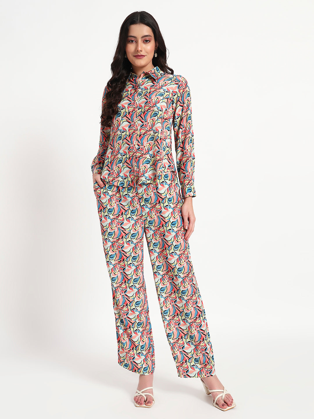 Floral Flow Printed Lounge Co-ord Set with Pockets