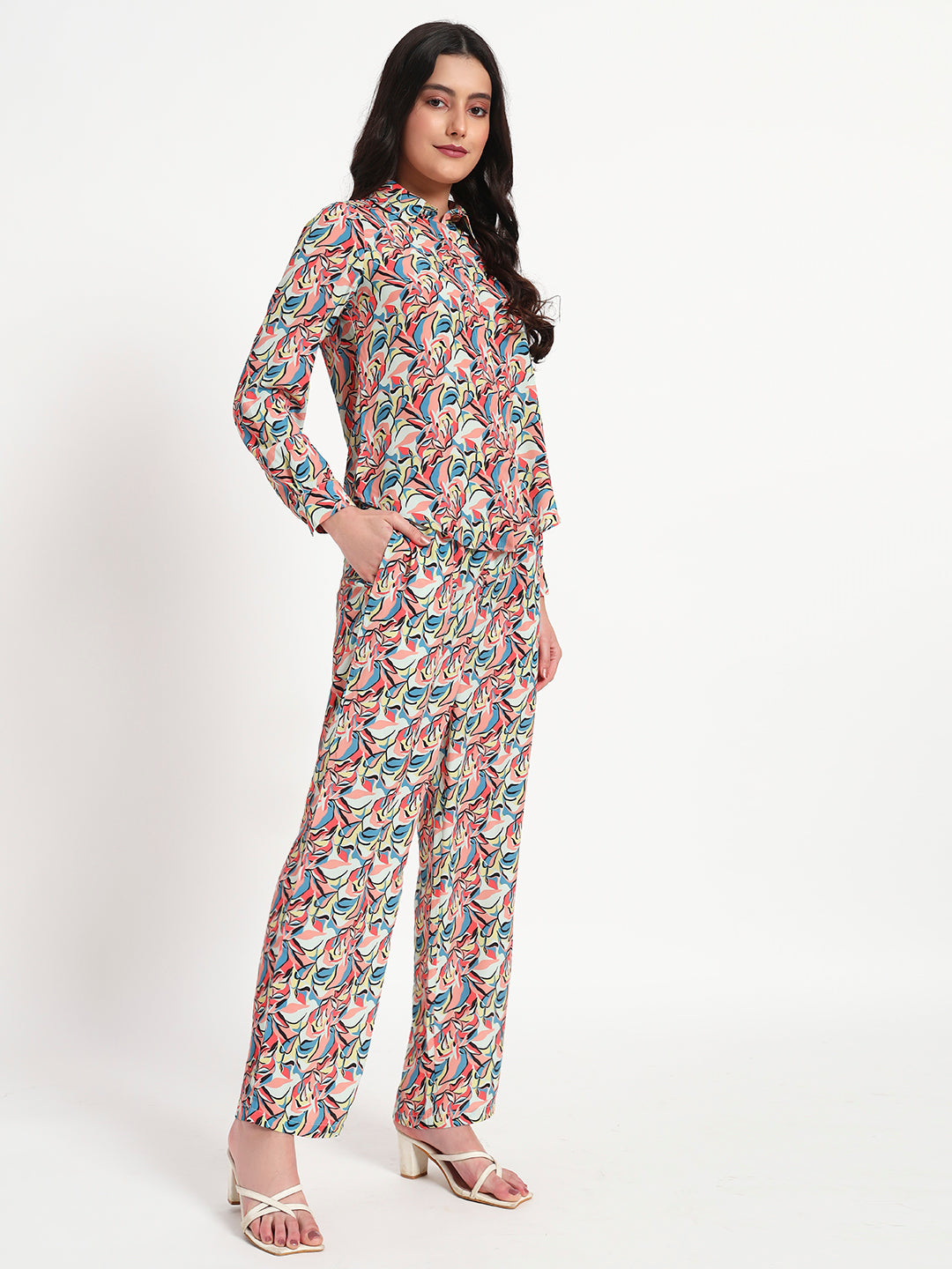 Floral Flow Printed Lounge Co-ord Set with Pockets