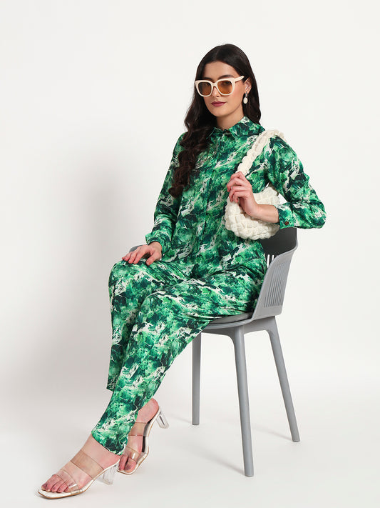 Emerald Mist Printed Co-ord Set with Pockets