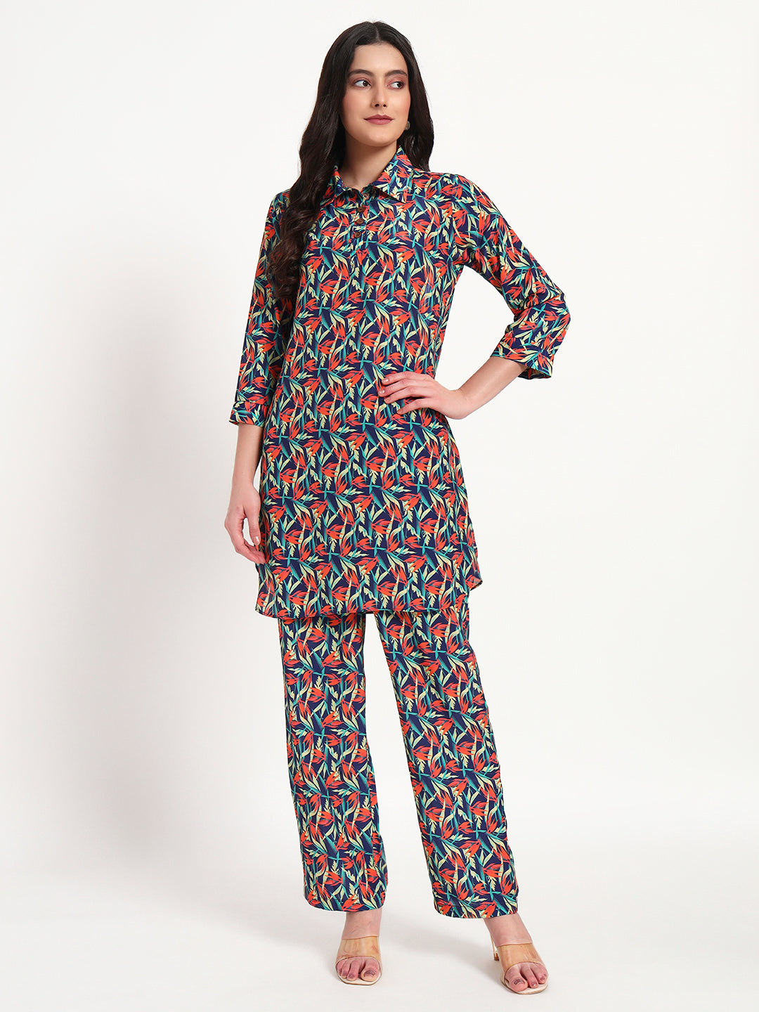 Tropical Pop Kurta Co-ord Set with Pockets