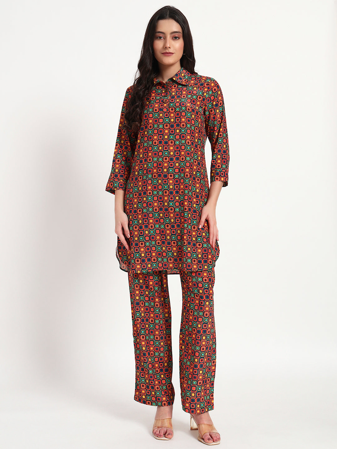 Retro Pop Geo Kurta Co-ord Set with Pockets