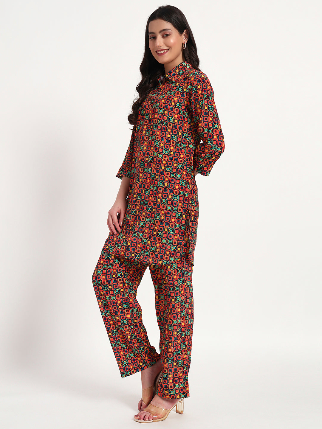 Retro Pop Geo Kurta Co-ord Set with Pockets