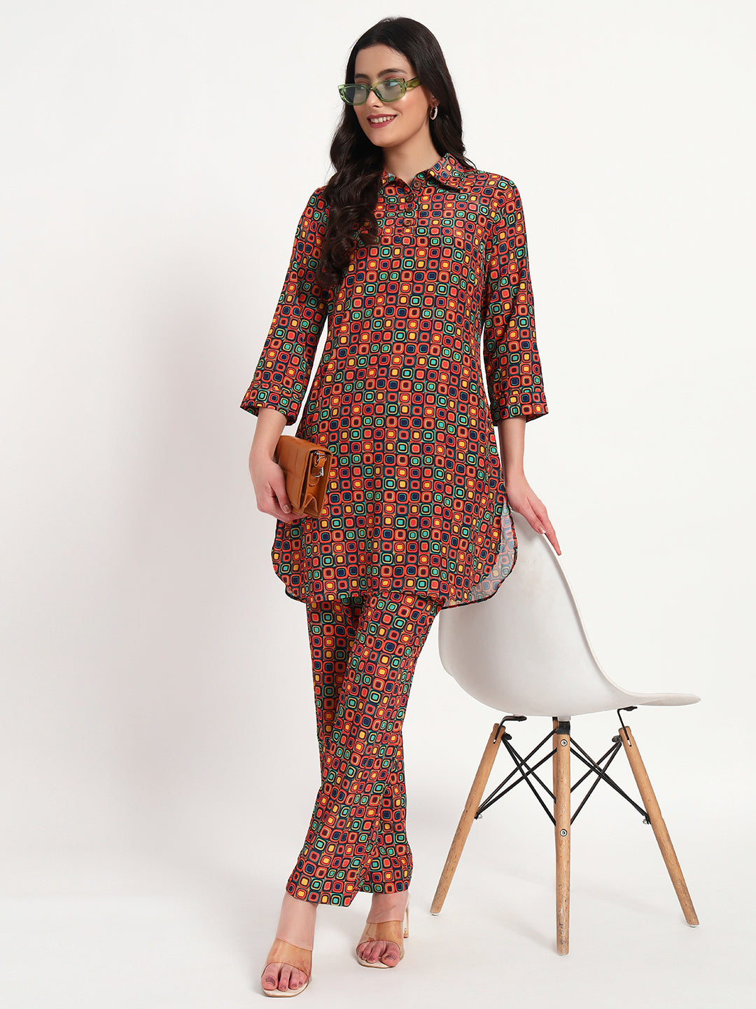 Retro Pop Geo Kurta Co-ord Set with Pockets