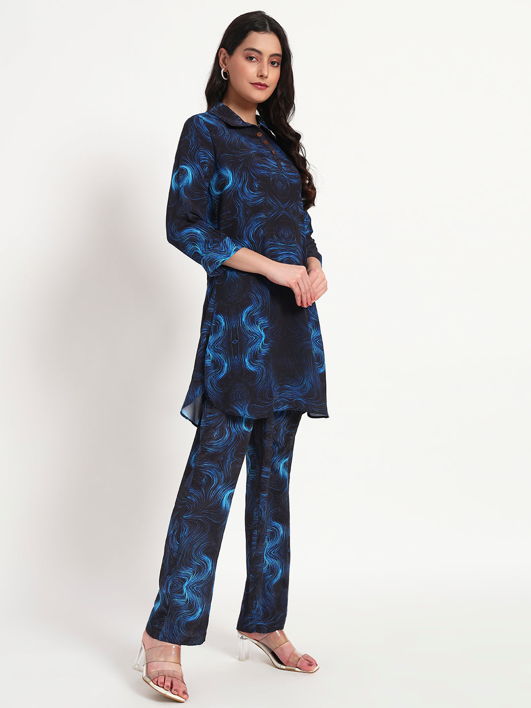 Midnight Wave Kurta Co-ord Set with Pockets