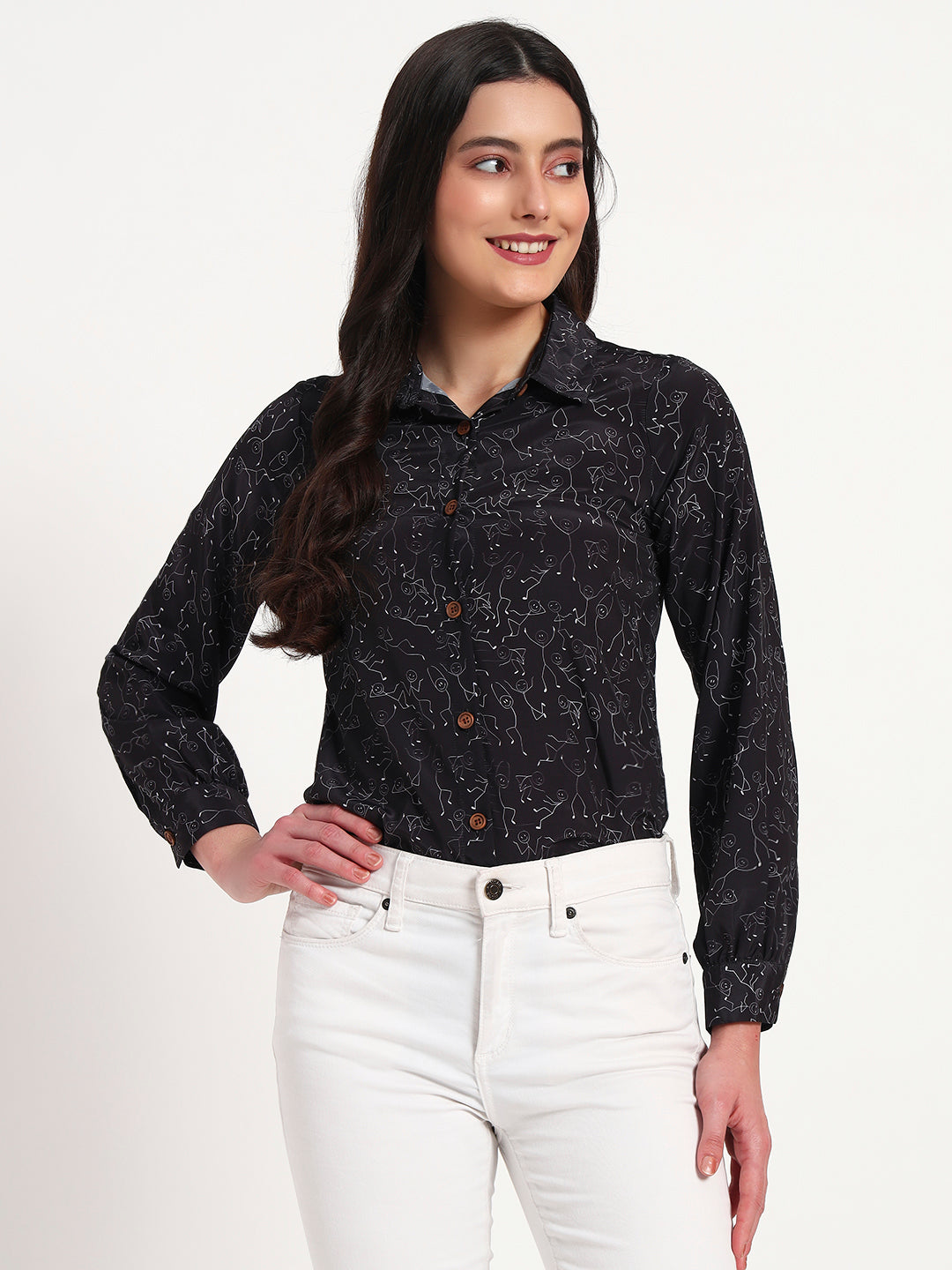 Midnight Muse Abstract Line Art Regular Fit Shirt