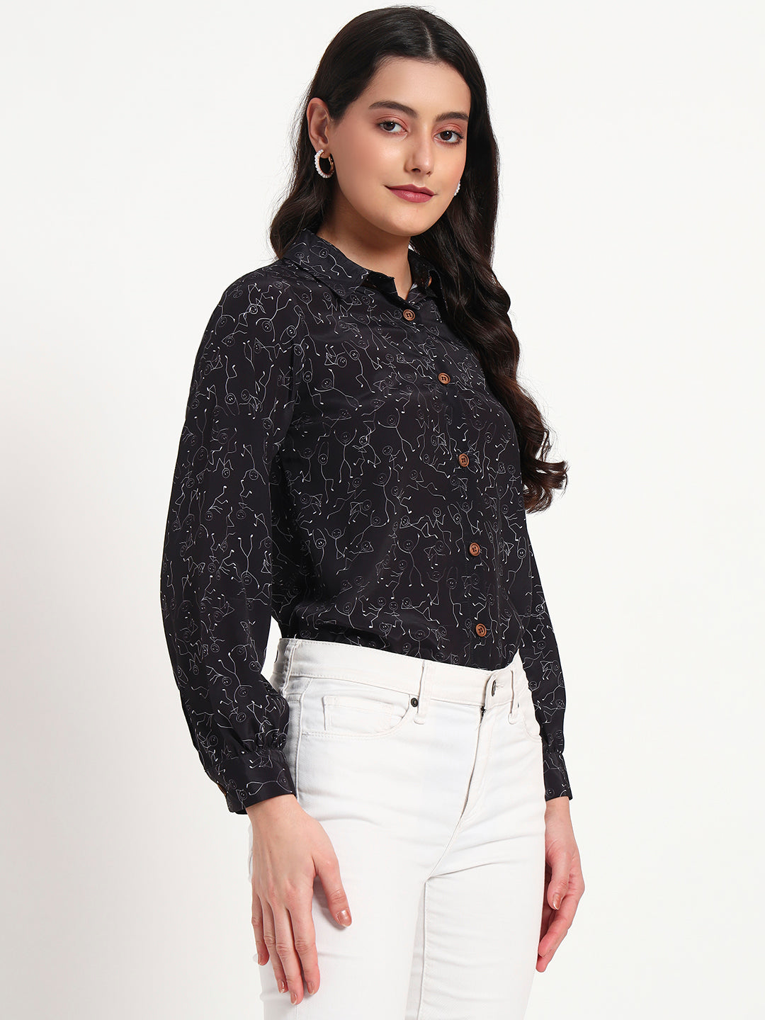 Midnight Muse Abstract Line Art Regular Fit Shirt