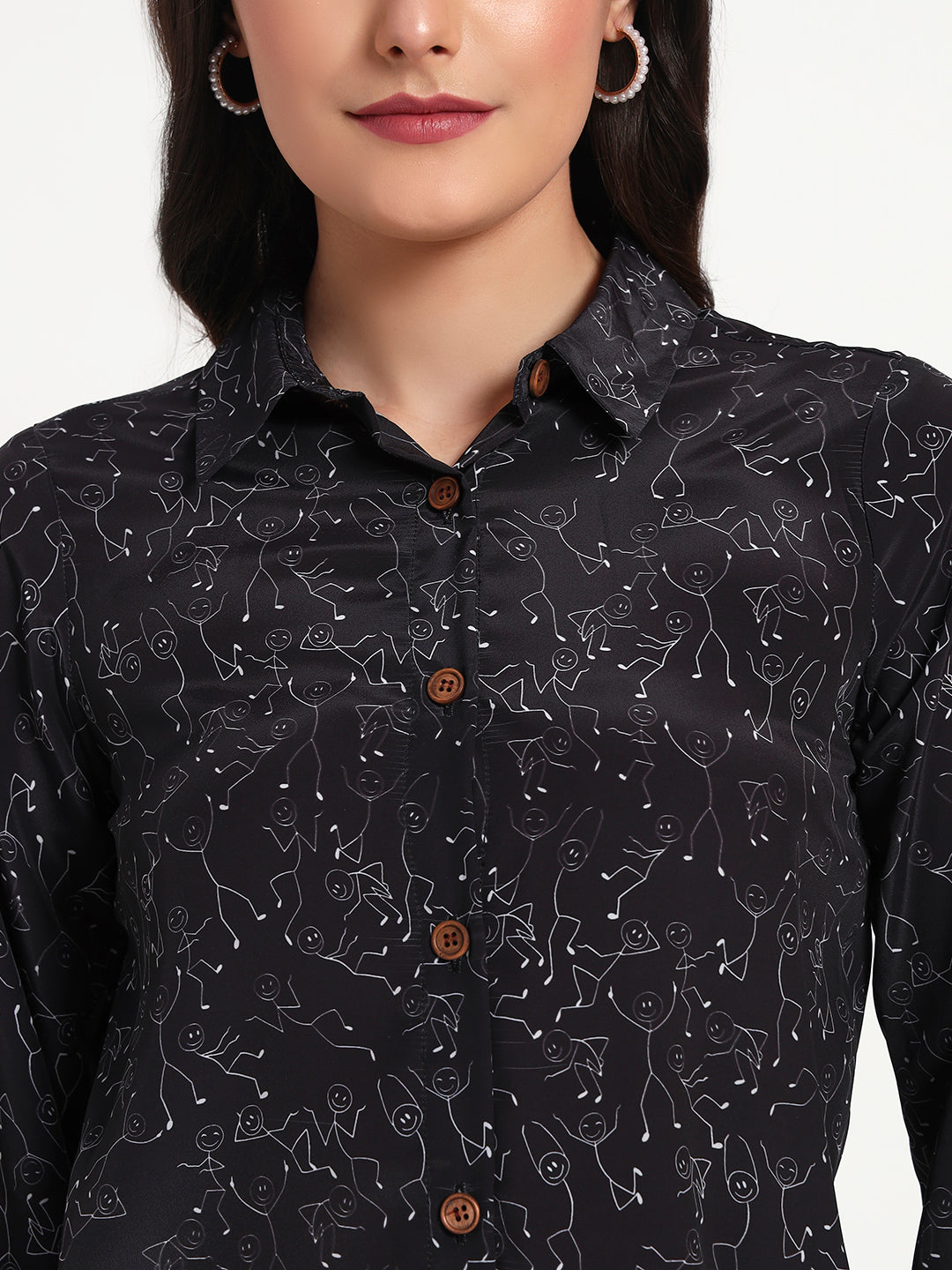 Midnight Muse Abstract Line Art Regular Fit Shirt