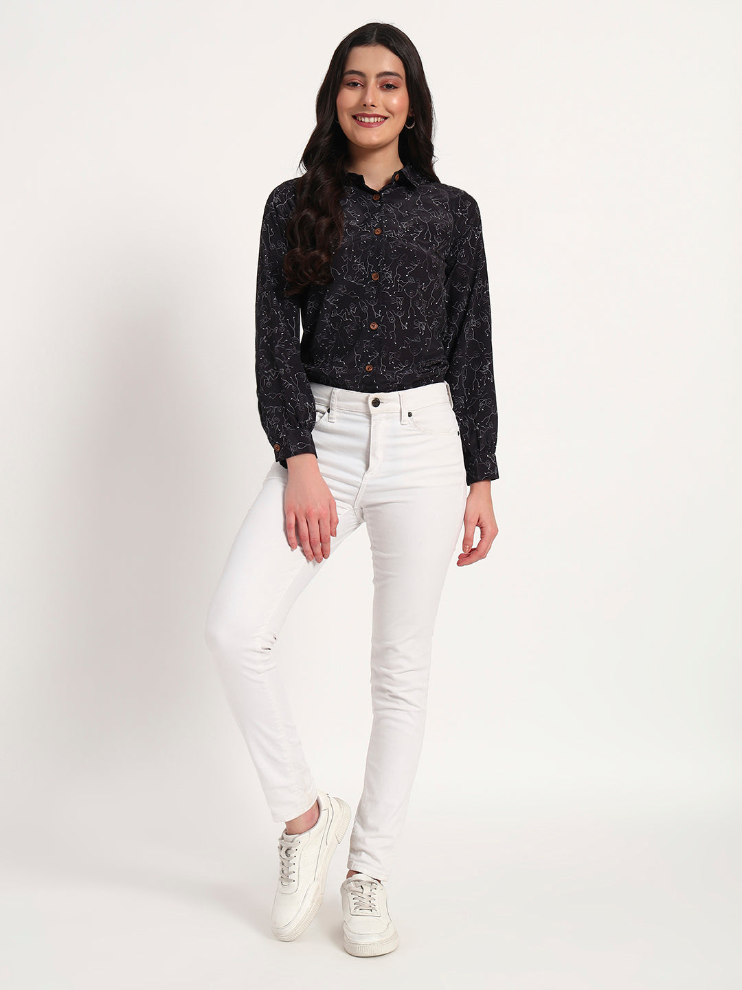 Midnight Muse Abstract Line Art Regular Fit Shirt