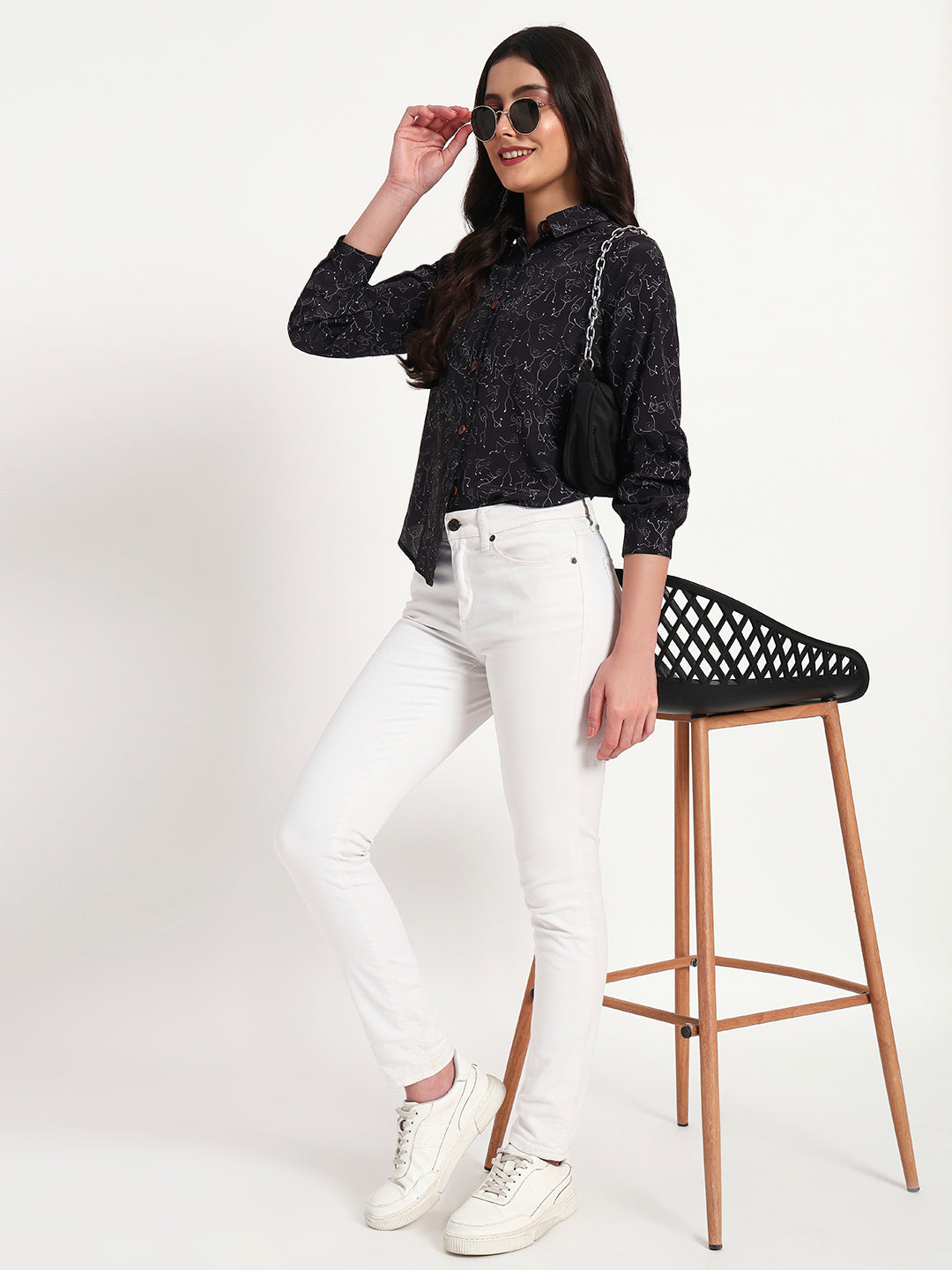 Midnight Muse Abstract Line Art Regular Fit Shirt