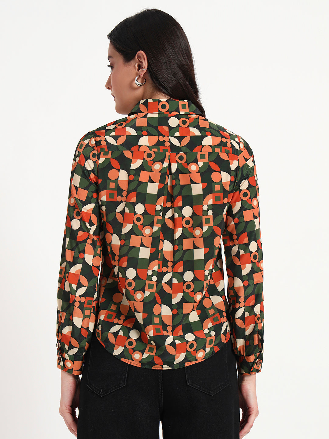 Retro Rhythm Geometric Print Regular Fit Shirt