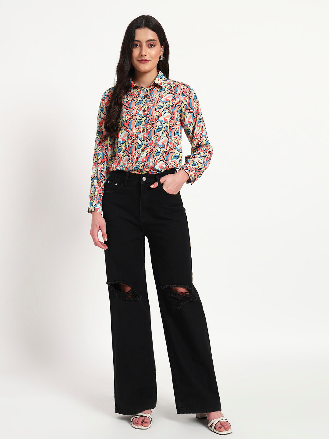 Coral Bloom Floral Printed Regular Fit Shirt