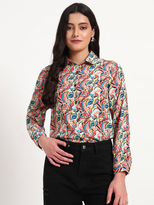 Coral Bloom Floral Printed Regular Fit Shirt