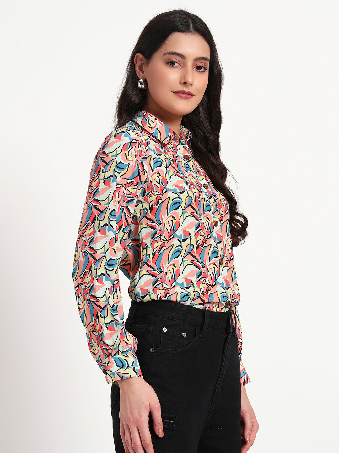 Coral Bloom Floral Printed Regular Fit Shirt