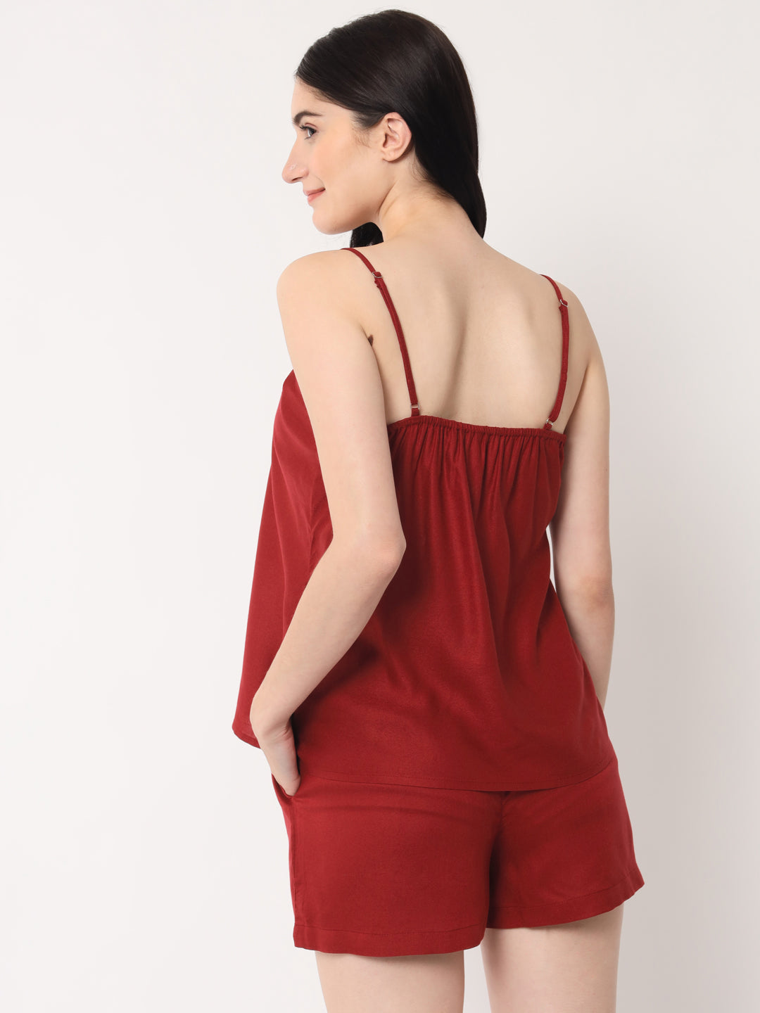 Maroon - Cami Top & Shorts Set