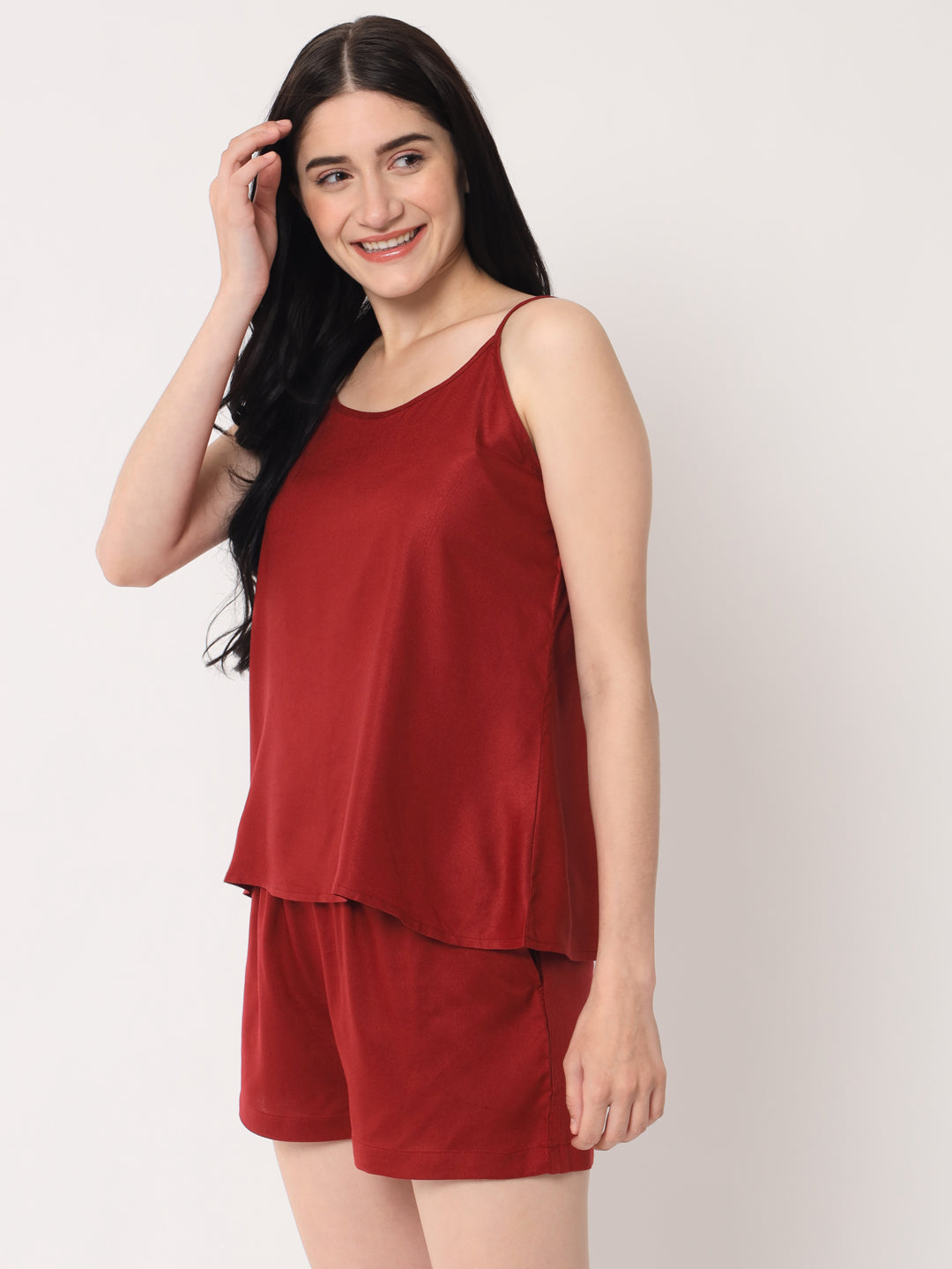 Maroon - Cami Top & Shorts Set