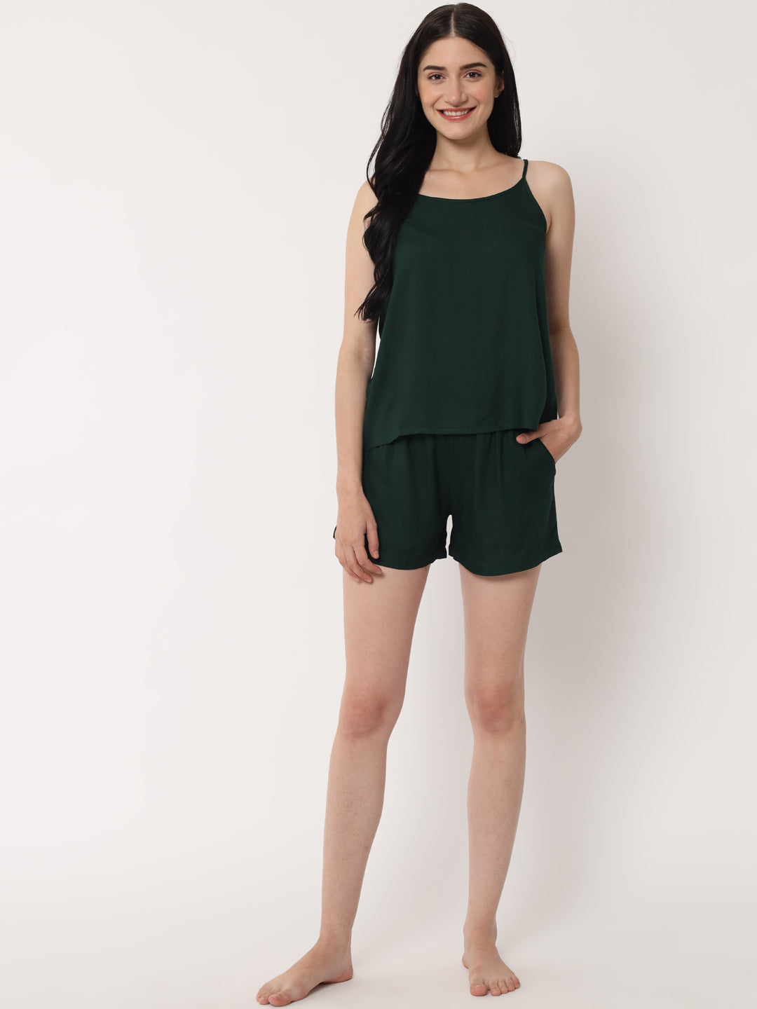 Bottle Green - Cami Top & Shorts Set