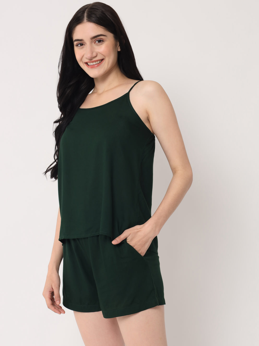 Bottle Green - Cami Top & Shorts Set