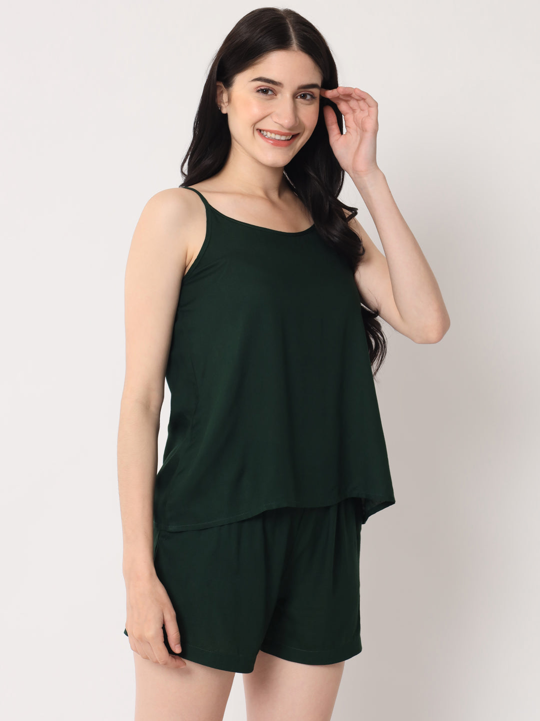 Bottle Green - Cami Top & Shorts Set