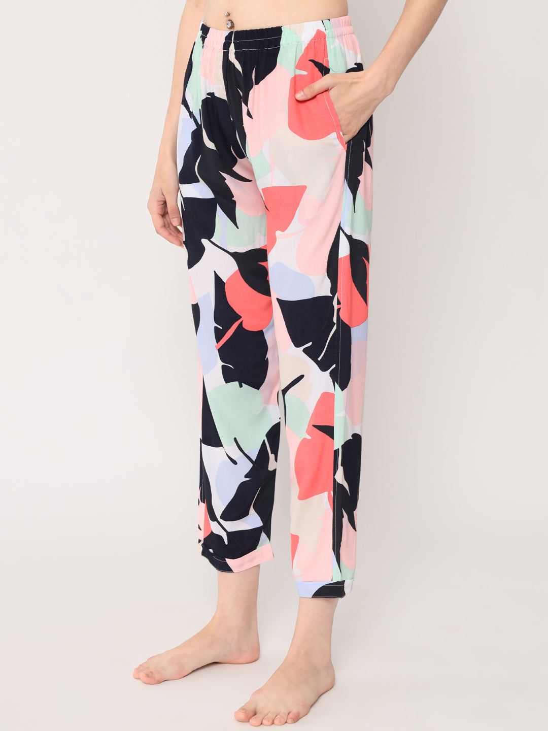Multicolor - Collared Shirt and Long Pajama Set