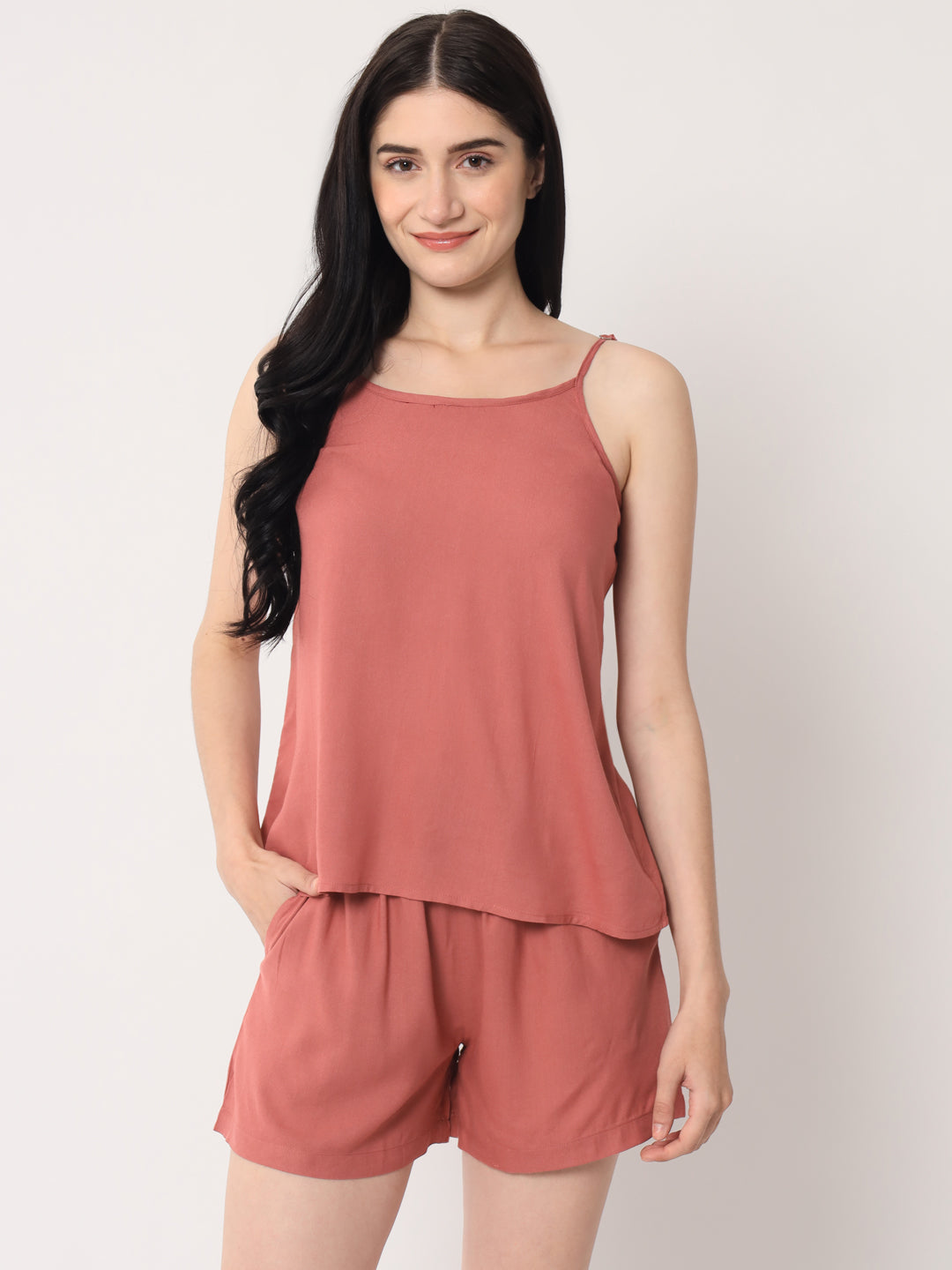 Coral Pink - Cami Top & Shorts Set
