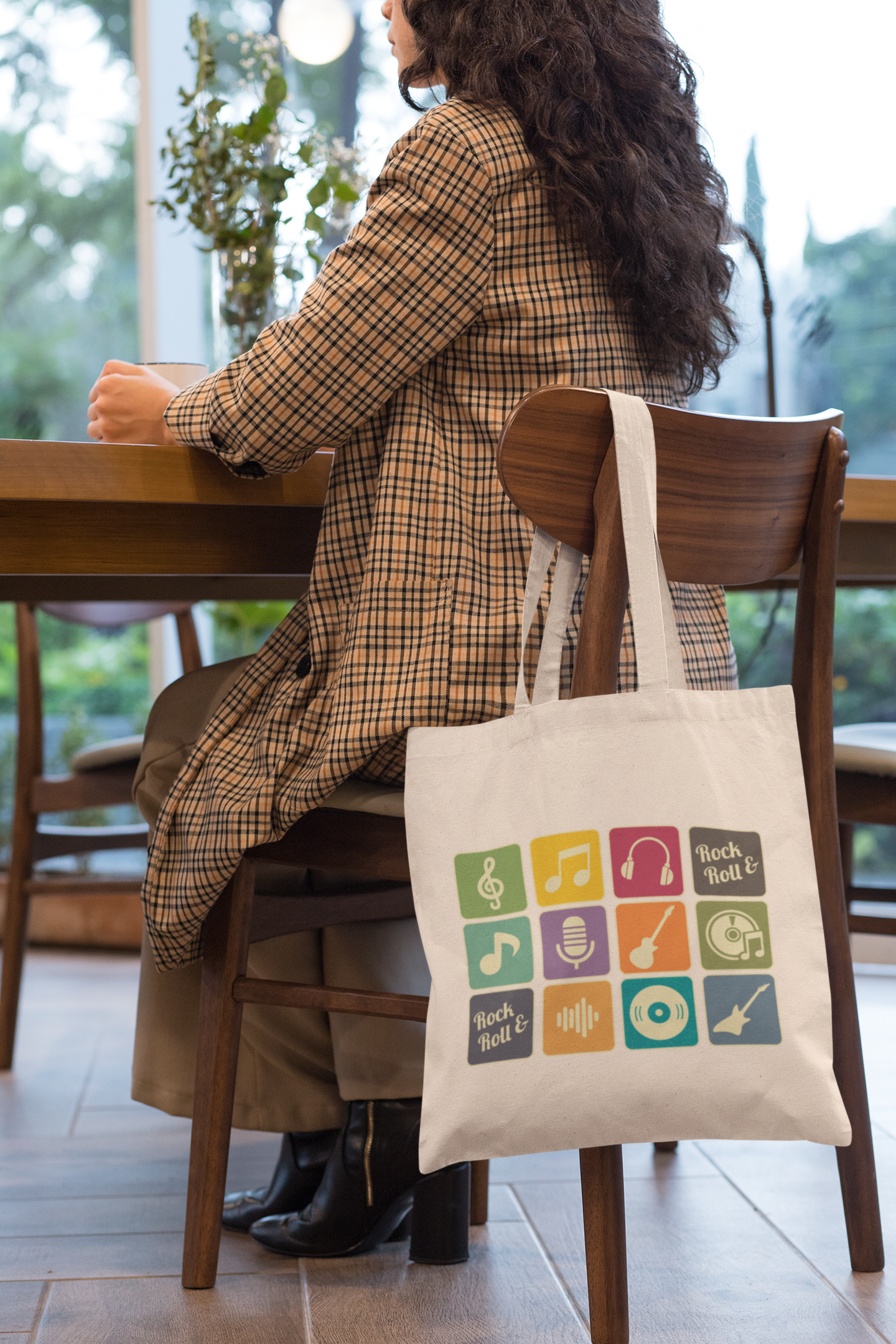 Rock & Roll Grid Music Icon Tote