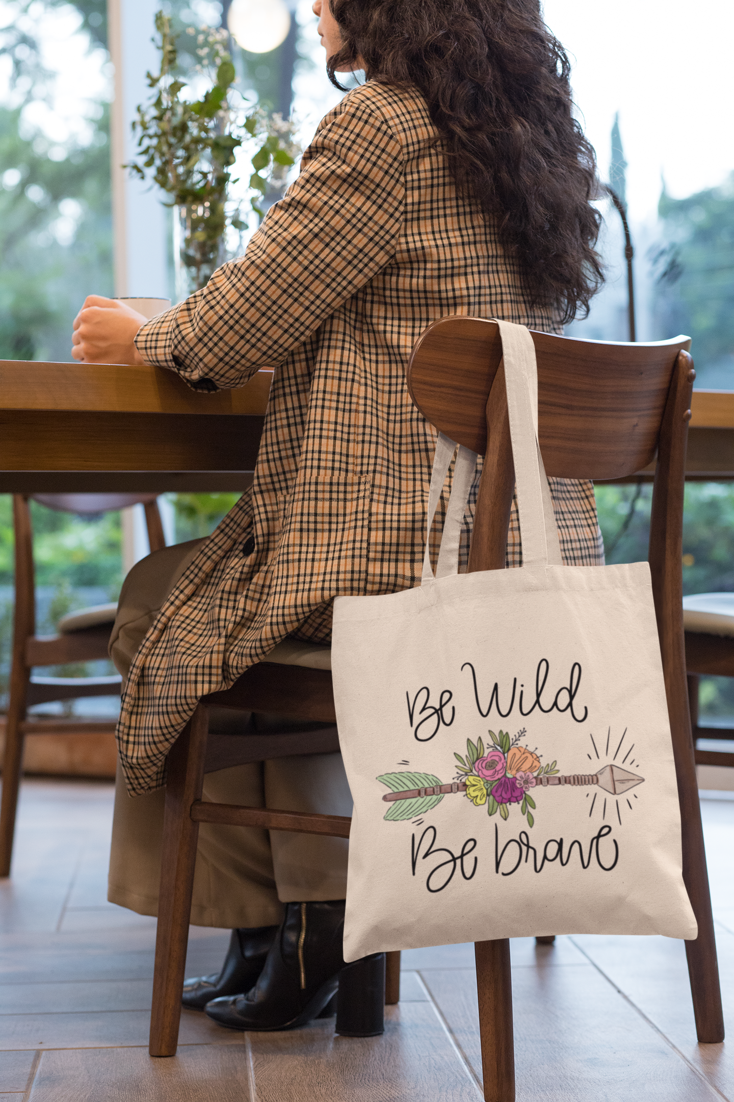 Be Wild, Be Brave Floral Arrow Tote