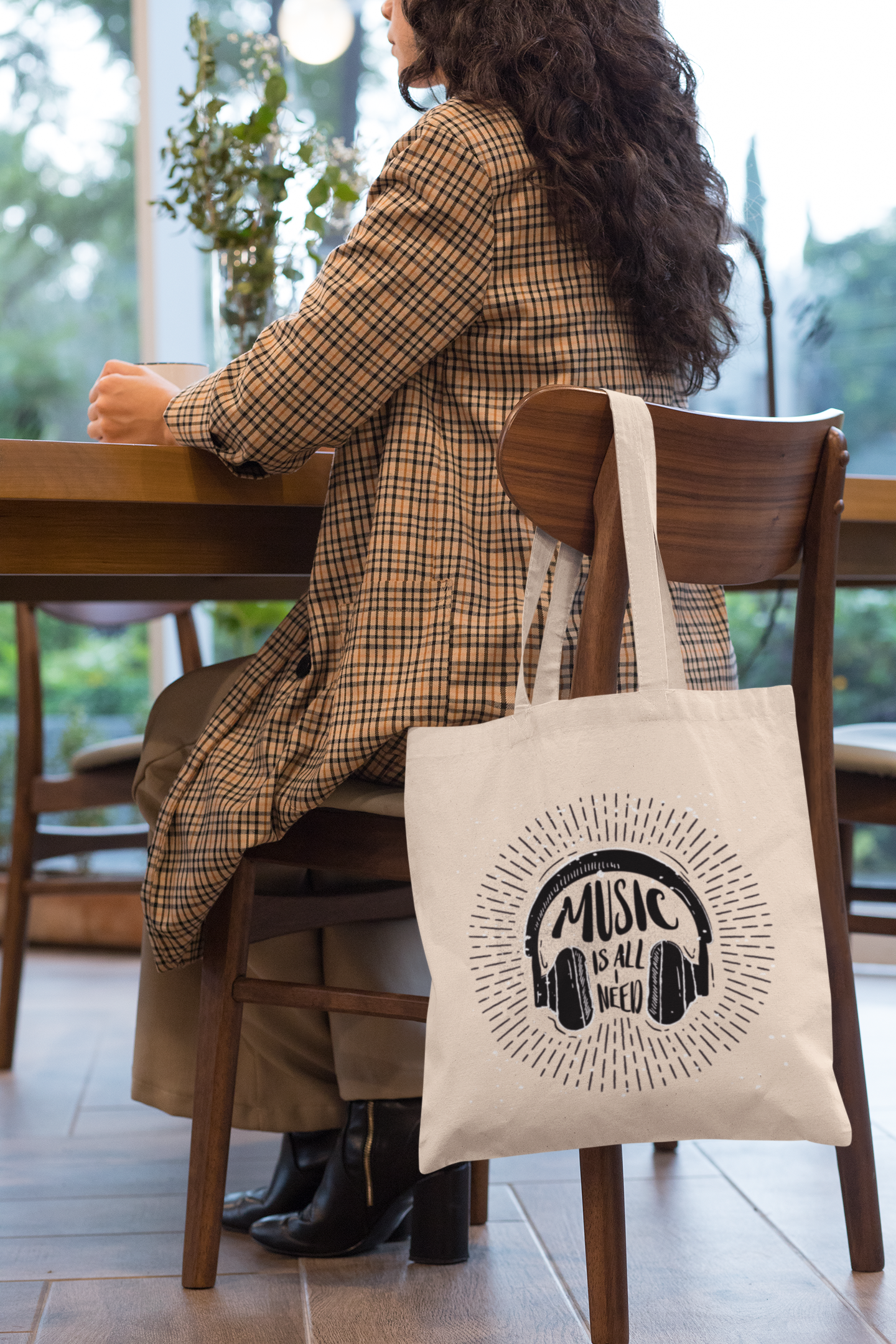 Music Is All I Need" Headphones Graphic Tote