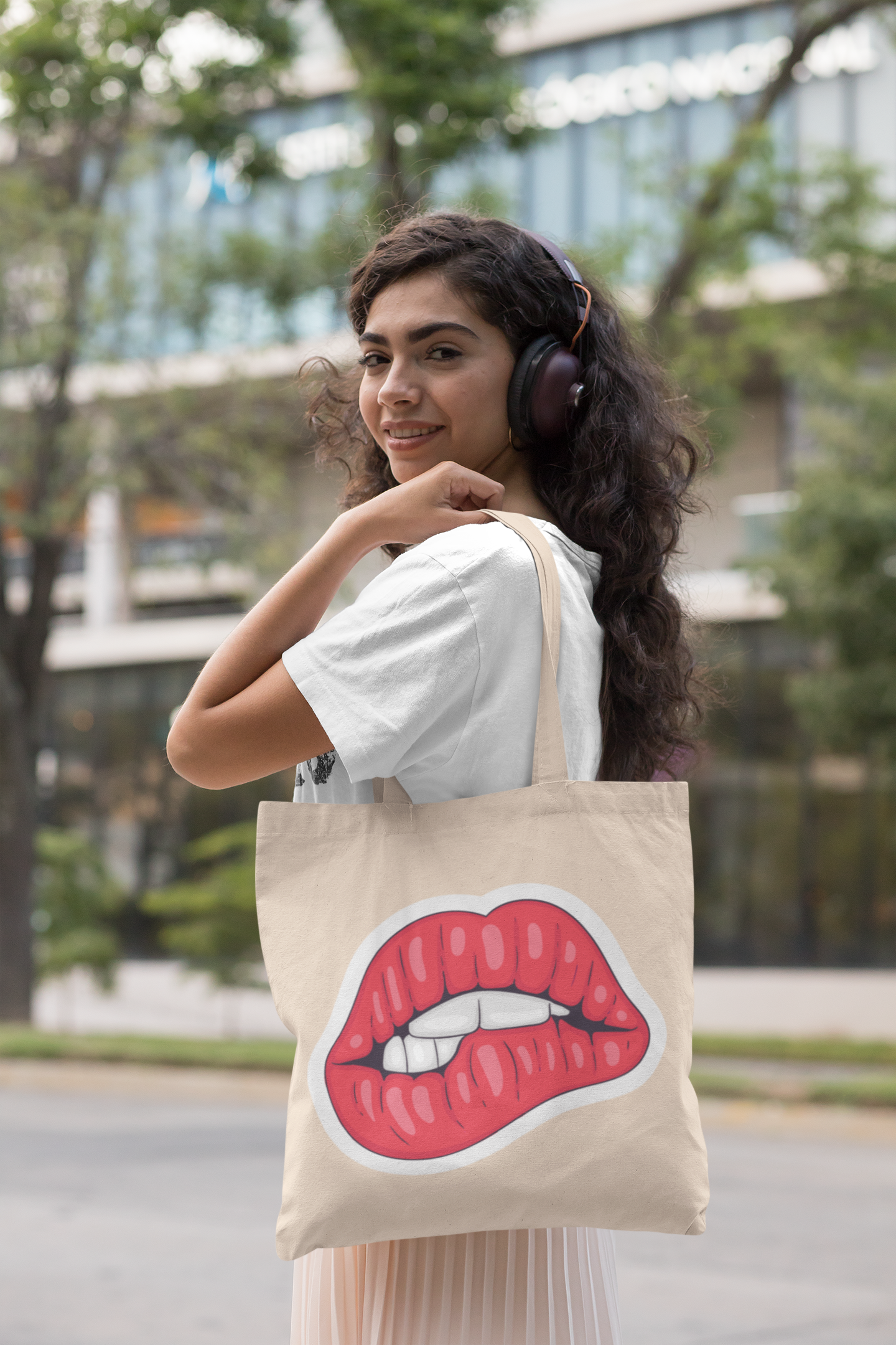 Pink Lips Pop Art Lips Tote