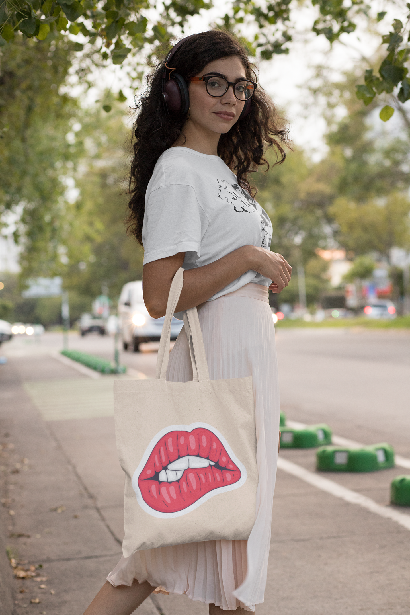 Pink Lips Pop Art Lips Tote