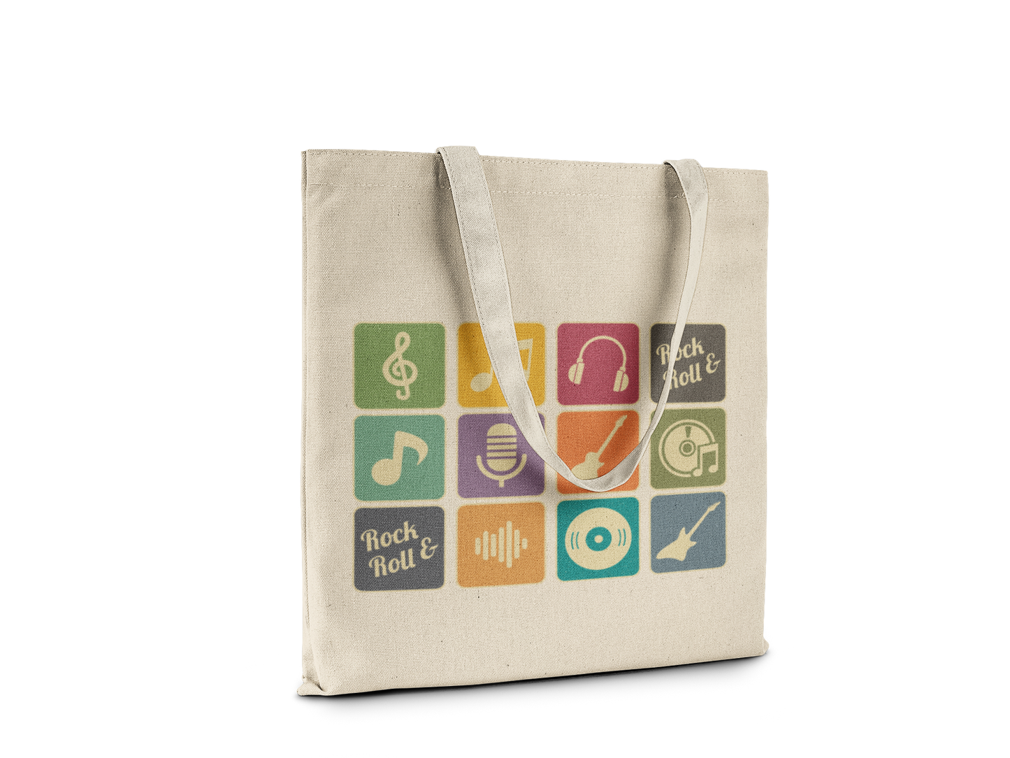 Rock & Roll Grid Music Icon Tote