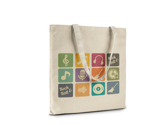 Rock & Roll Grid Music Icon Tote