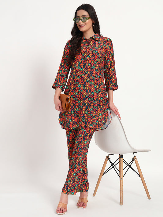 Retro Pop Geo Kurta Co-ord Set with Pockets