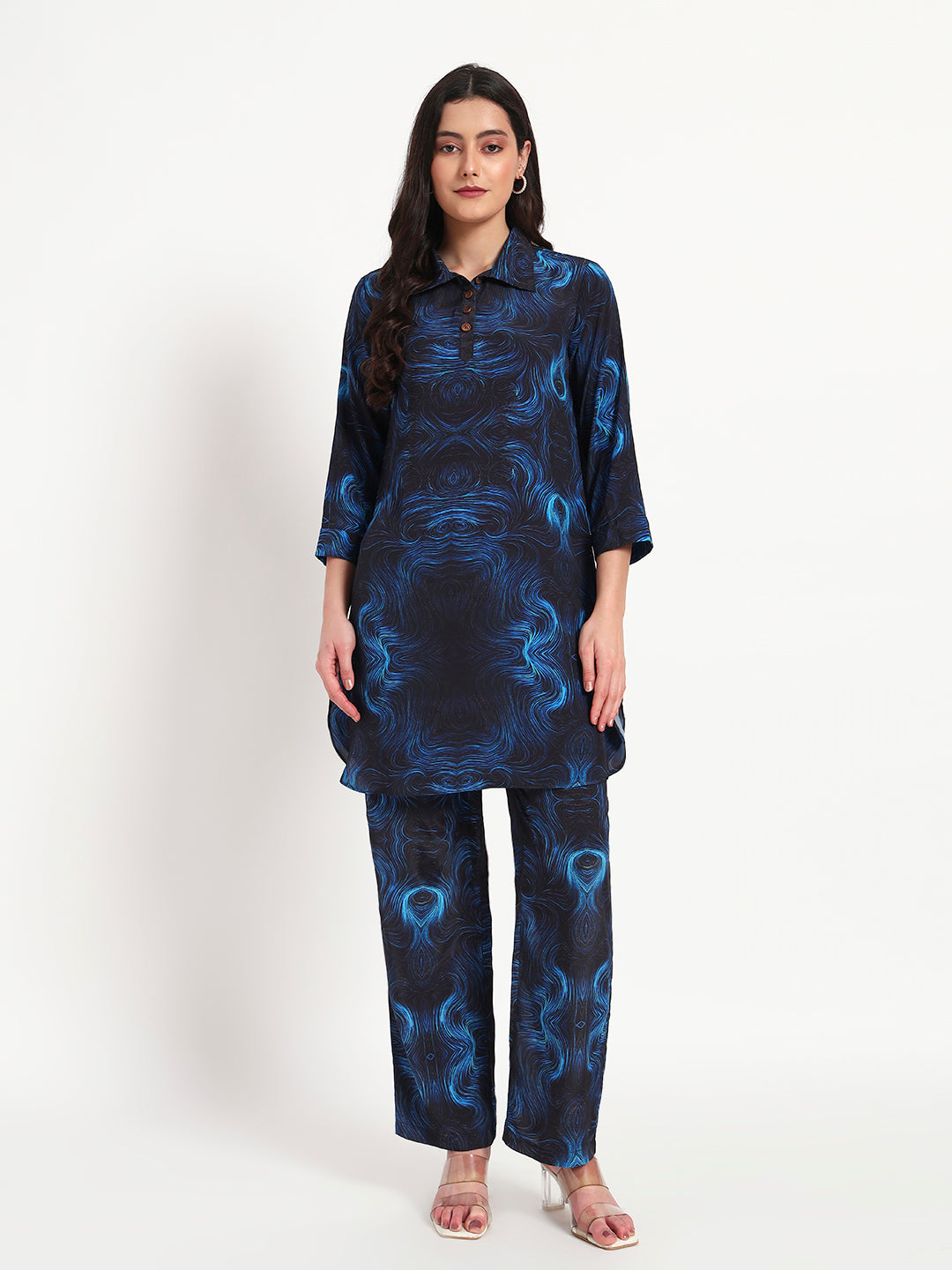 Midnight Wave Kurta Co-ord Set with Pockets