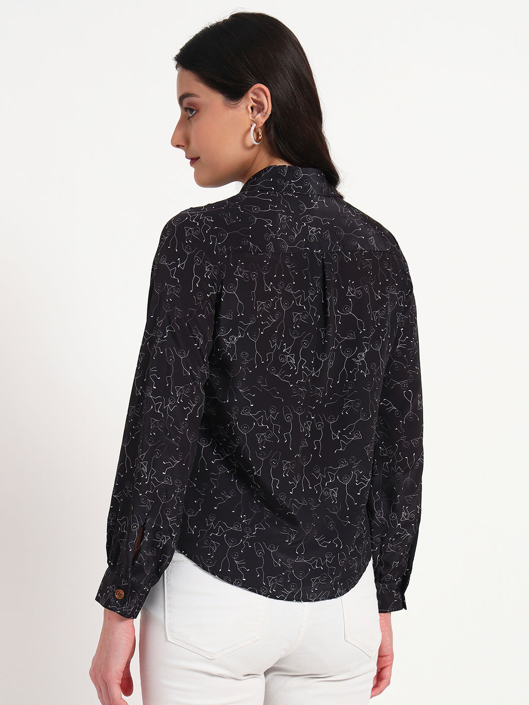 Midnight Muse Abstract Line Art Regular Fit Shirt