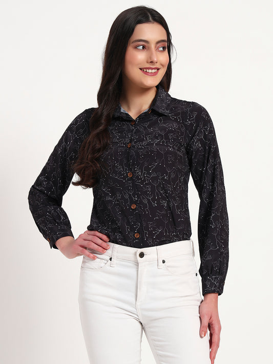 Midnight Muse Abstract Line Art Regular Fit Shirt