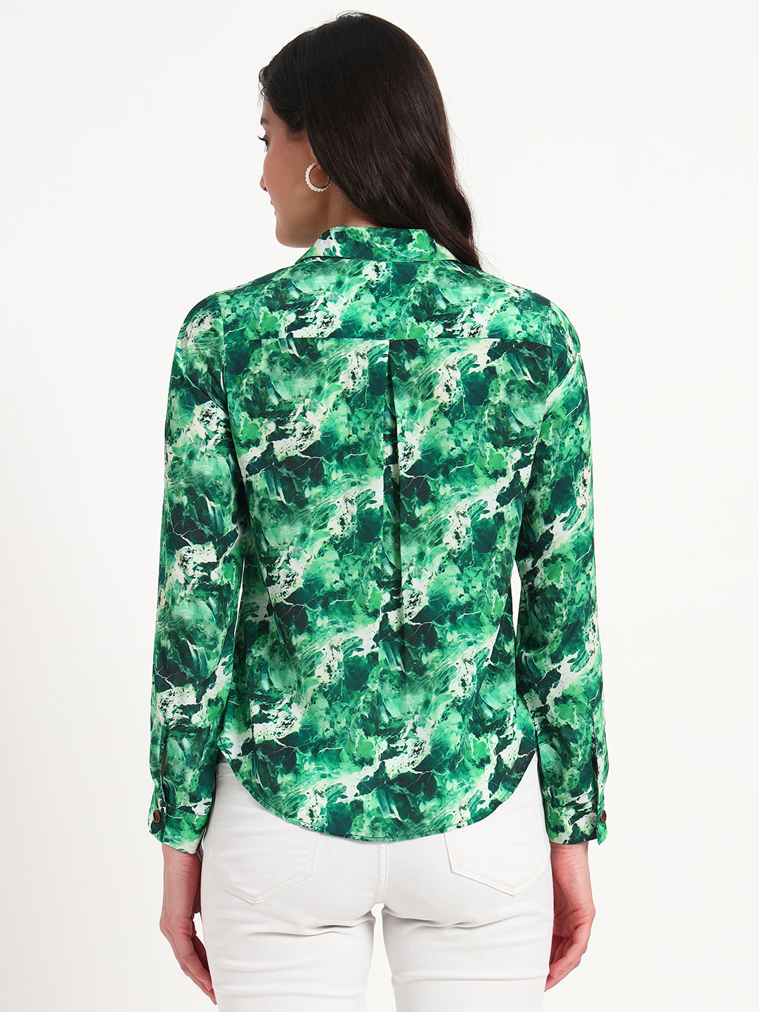 Emerald Mist Marble Print Regular Fit Shirt