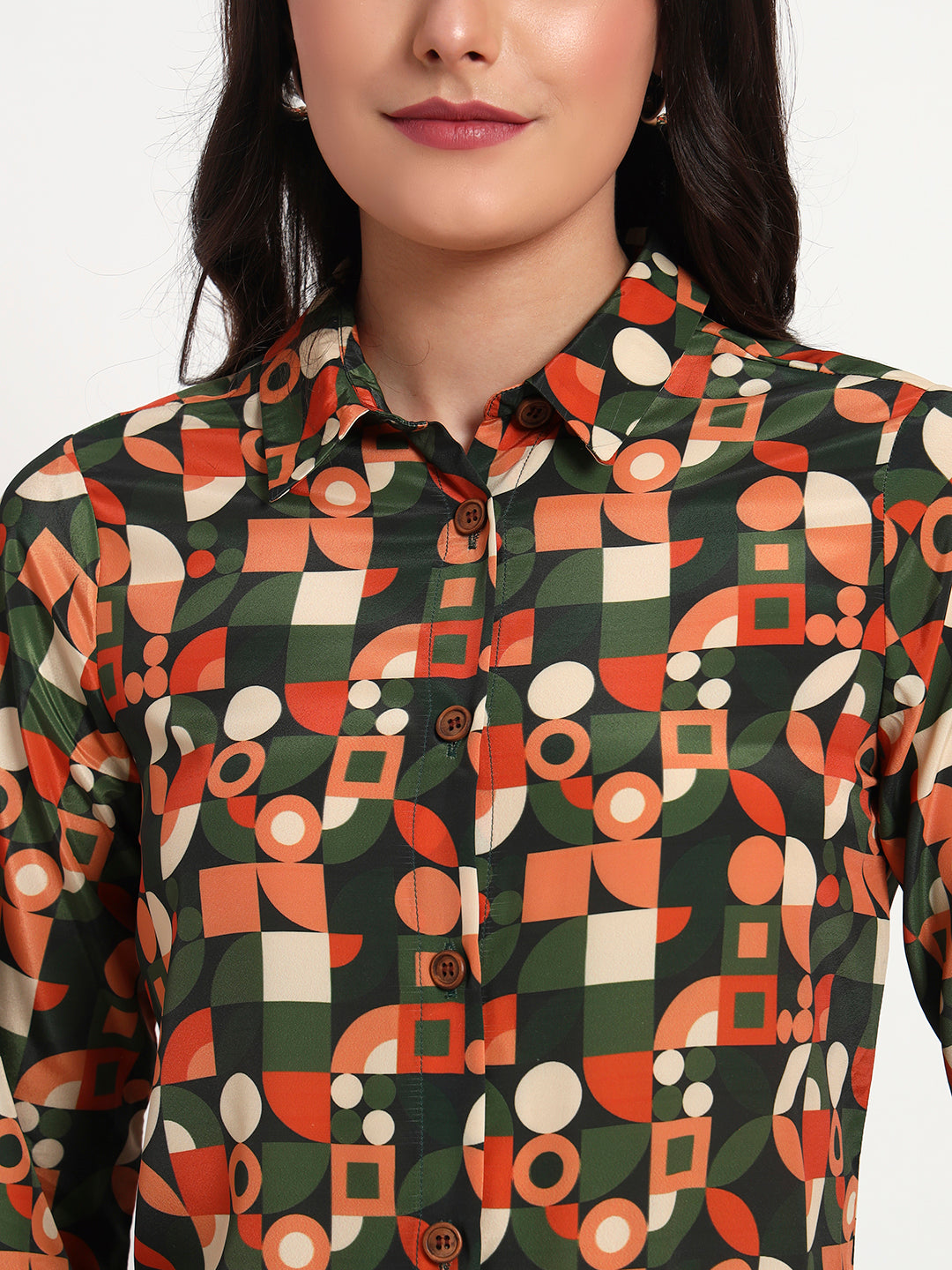 Retro Rhythm Geometric Print Regular Fit Shirt