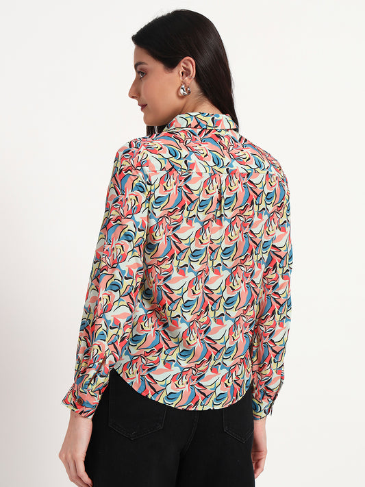 Coral Bloom Floral Printed Regular Fit Shirt