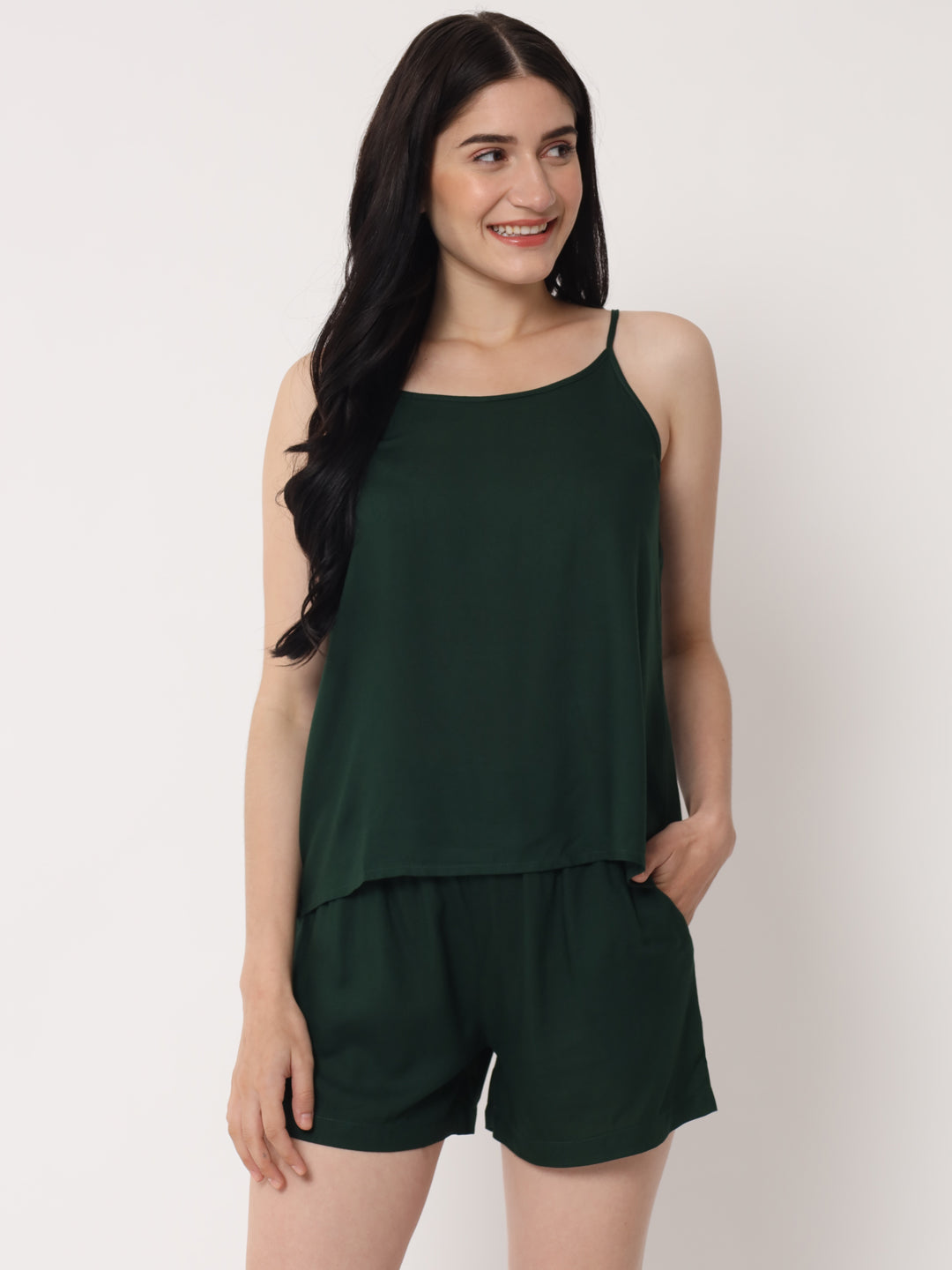 Bottle Green - Cami Top & Shorts Set