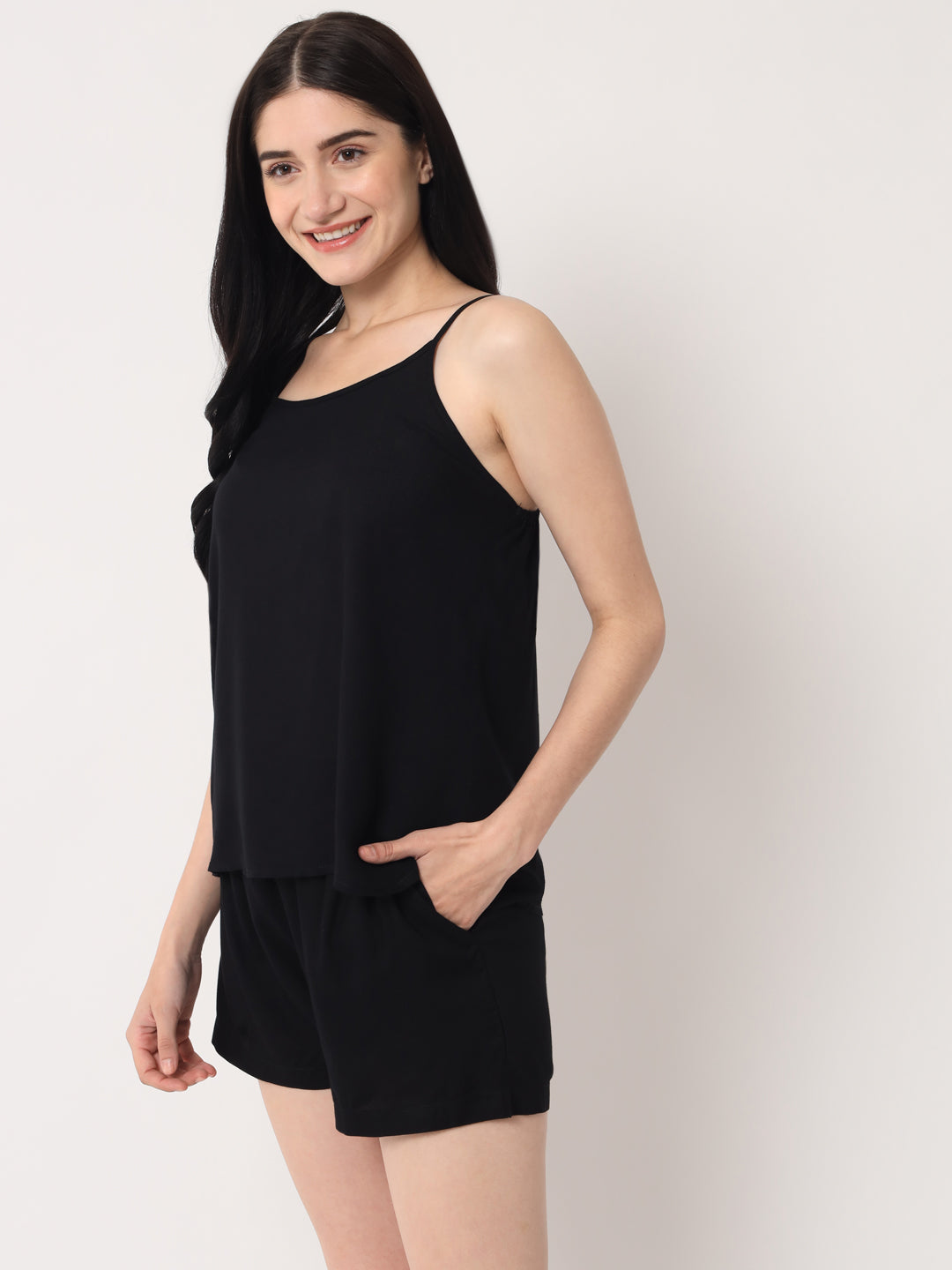 Black - Cami Top & Shorts Set